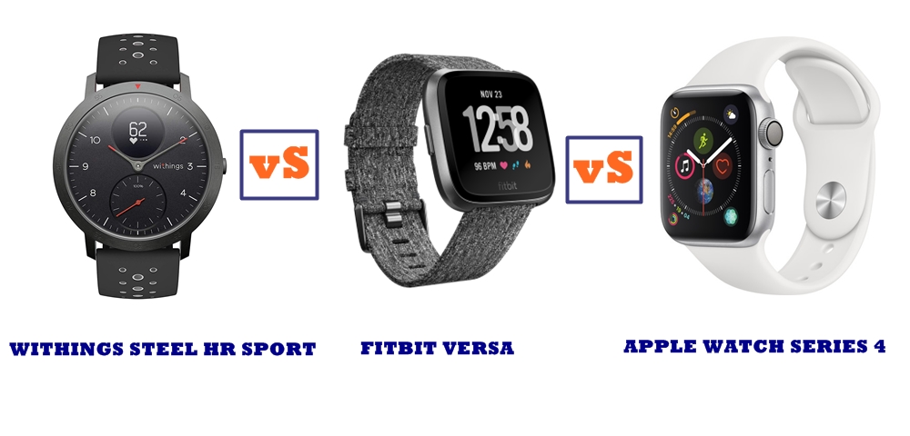 Compare Withings Steel HR Sport vs Fitbit Versa vs Apple Watch Series 4