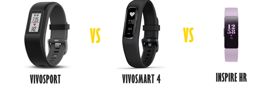 Compare Garmin Vivosport vs Vivosmart 4 vs Fitbit Inspire HR