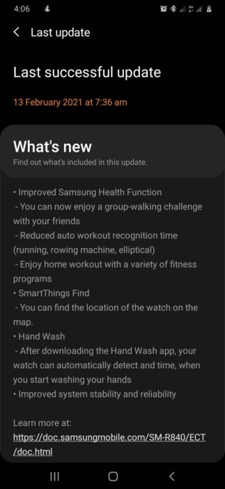 new update for alaxy Watch 3 and Active 2