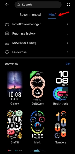 currently installed watch faces on my Huawei Band 6