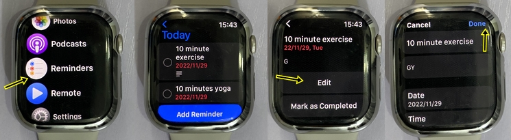 WatchOS 9 - How to edit reminders