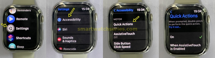 WatchOS 9 - How to enable double pinch quick action