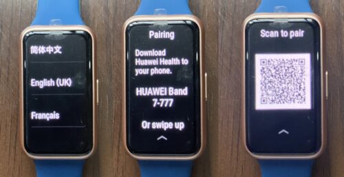 Turn on Huawei band 7 and choose your language